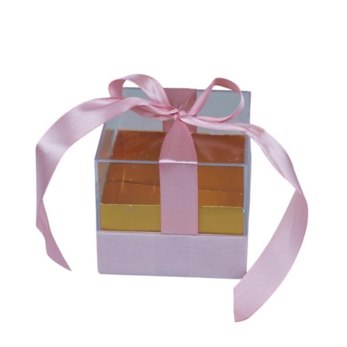 SCATOLA PLEX 8X8X8CM FIOCCO ROSA